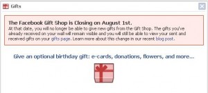 facebook gifts is closing