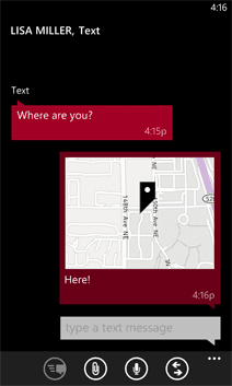 messaging screen text location