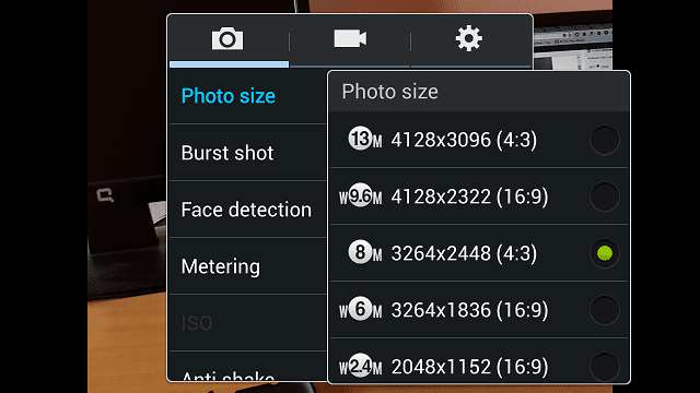 Galaxy S 4 Camera resolution
