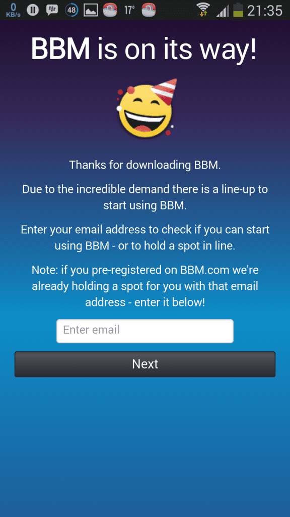 BBM for android queue