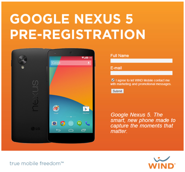 Nexus 5 Wind Canada