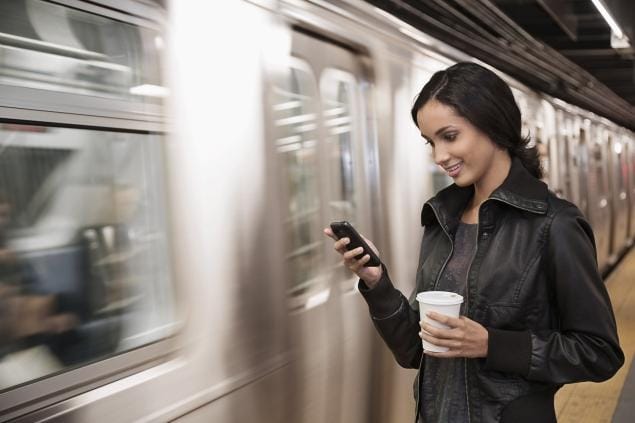 Smartphone on a train