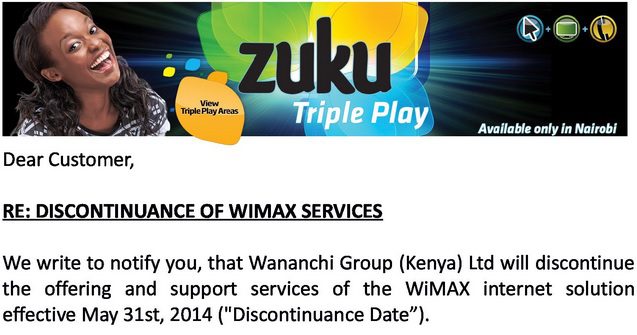 Zuku WIMAX Discontinued