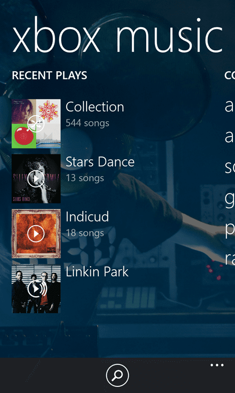 Update 1 Windows Phone - Xbox Music
