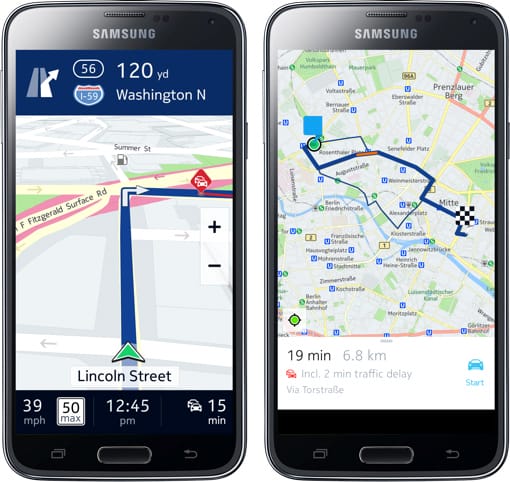 Samsung Android HERE Maps