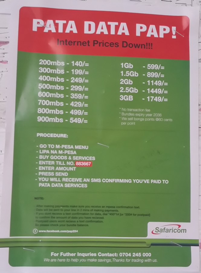 A bundles mwitu poster in Tudor, Mombasa. Look at those rates.