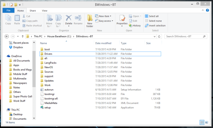Windows 10 installation files