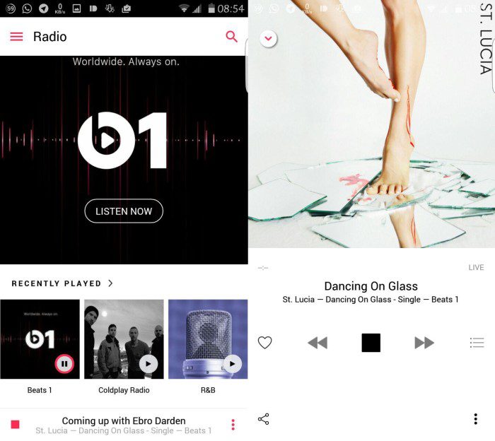 Beats 1 Radio on Apple Music on Android