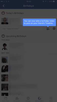 facebook for iOS birthday video