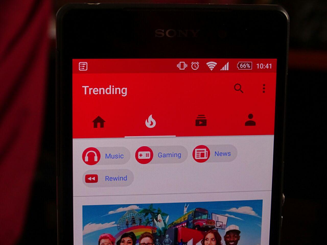 Trends on the YouTube app
