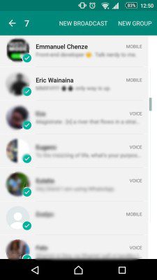 multiple contact selection on whatsapp