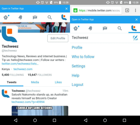 New look Twitter mobile web
