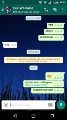 telegram link on whatsapp