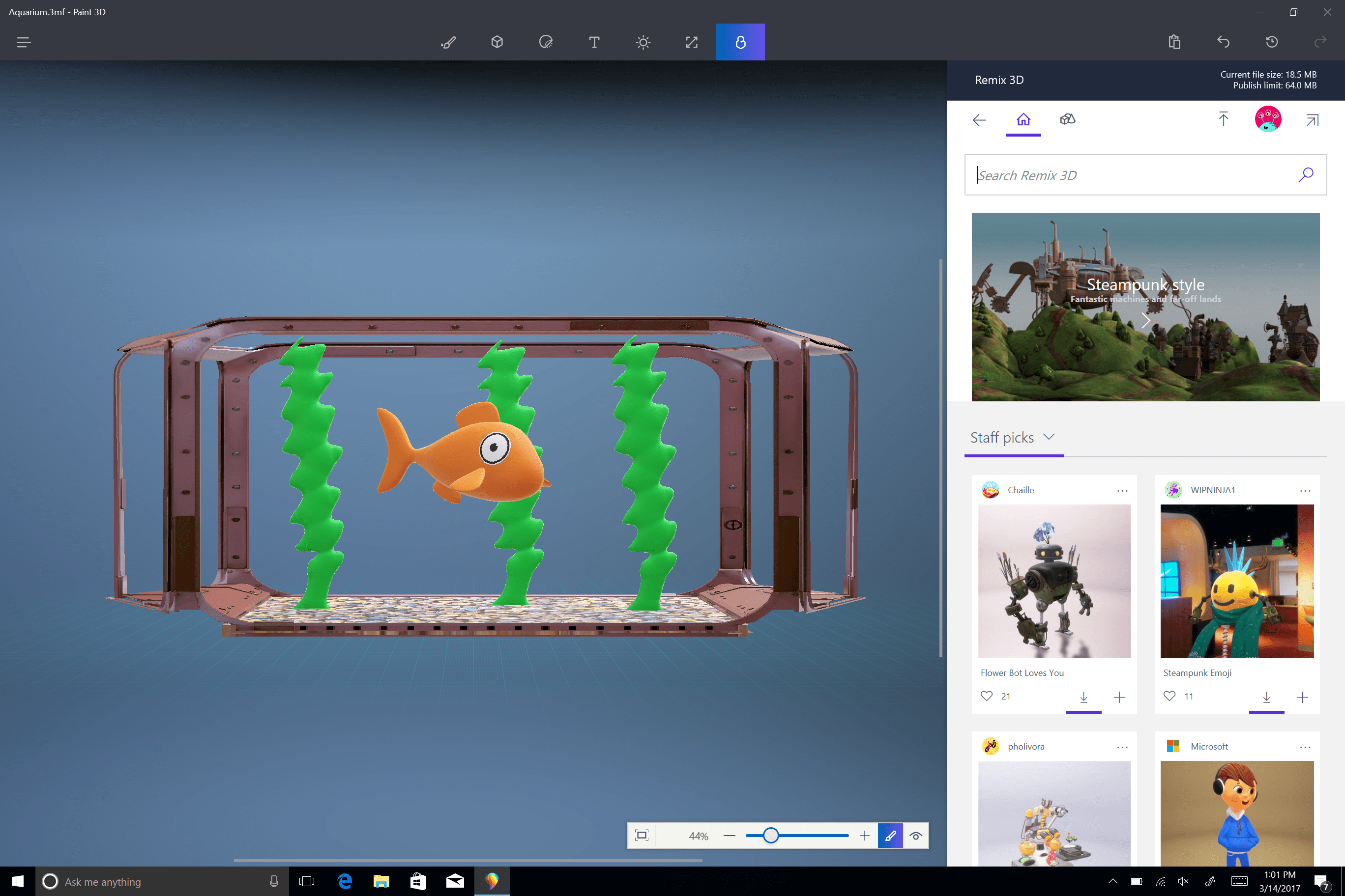 Windows 10 Creators 3D paint