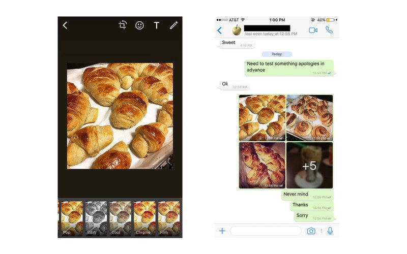 Whatsapp photo albums and filters for iOS