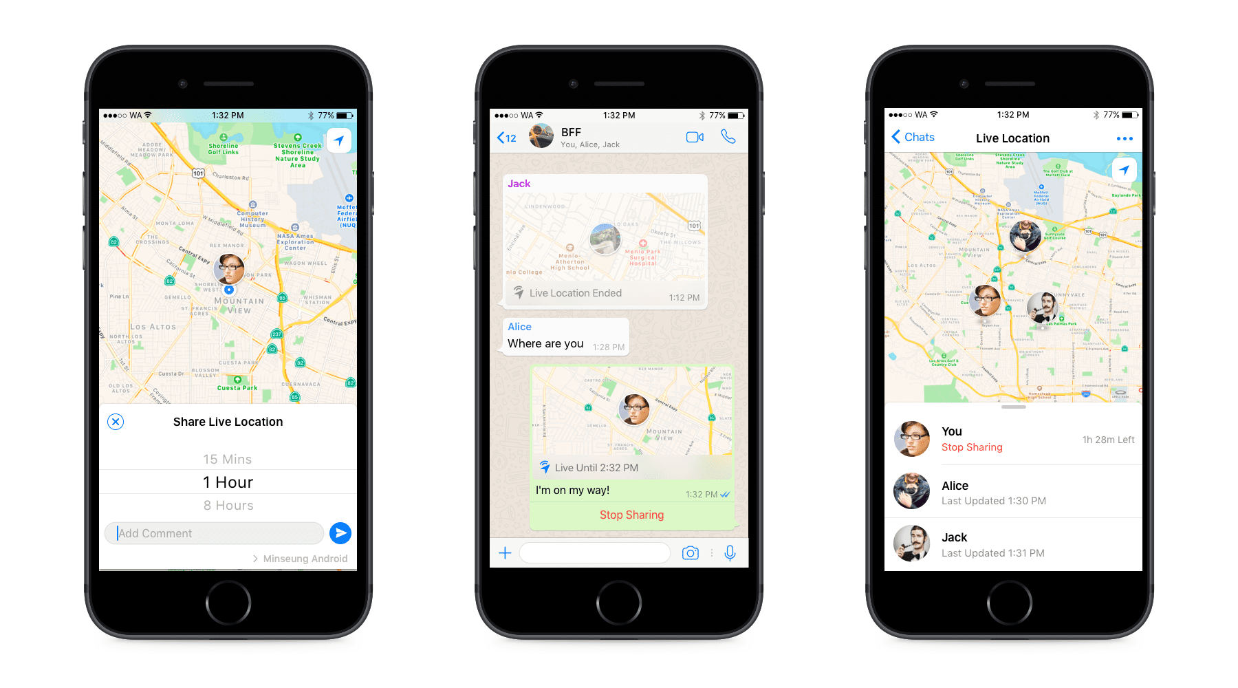 whatsapp live location feature