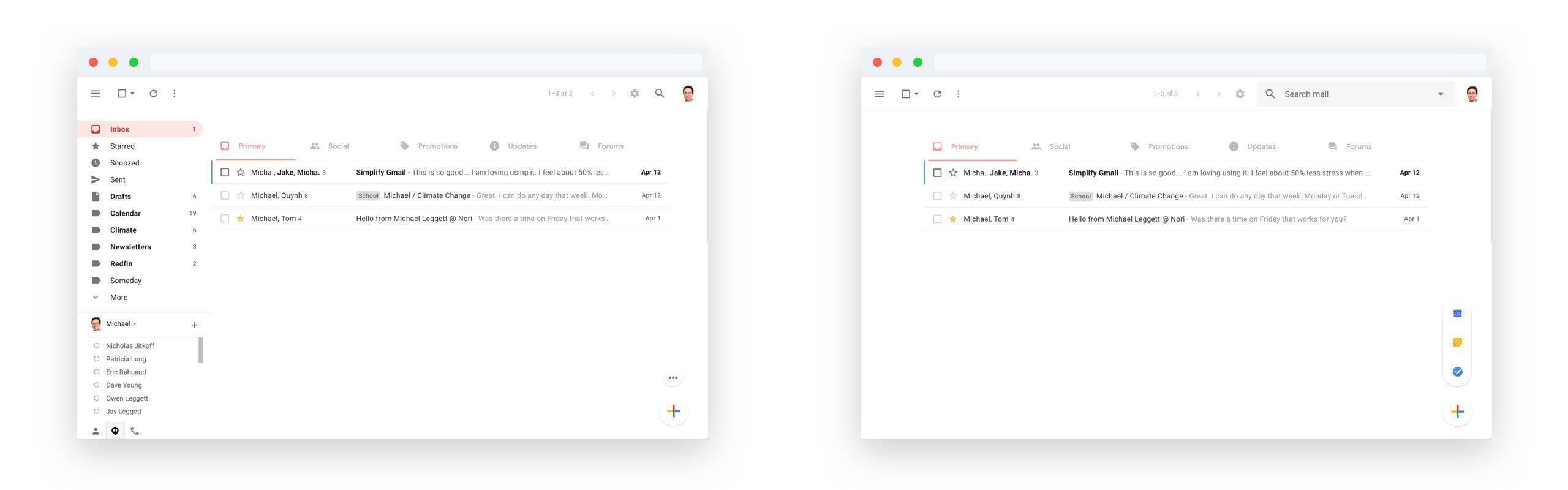 Cluttered Gmail interface vs Neat Interface Simplify