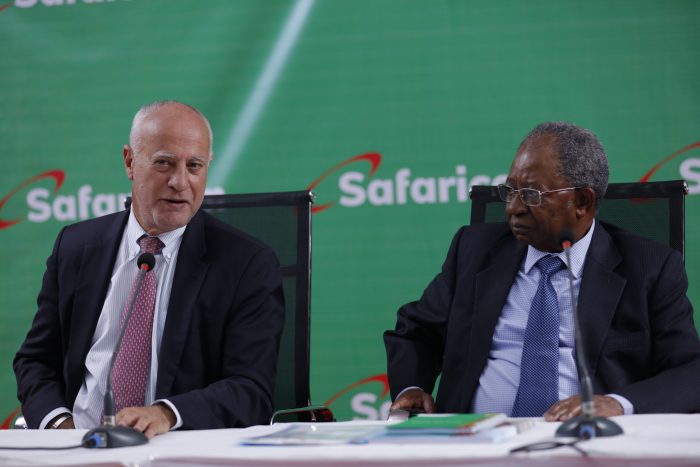 Safaricom interim CEO Michael Joseph and Chairman Nicholas Nganga