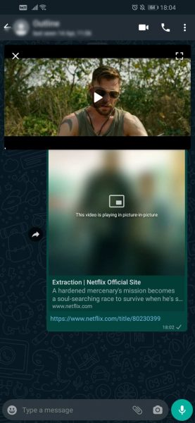 WhatsApp Picture-in-Picture Player Netflix