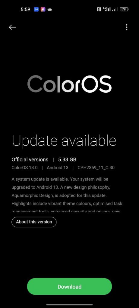 OPPO Reno8 5G Android 13 ColorOS 13 Upgrade