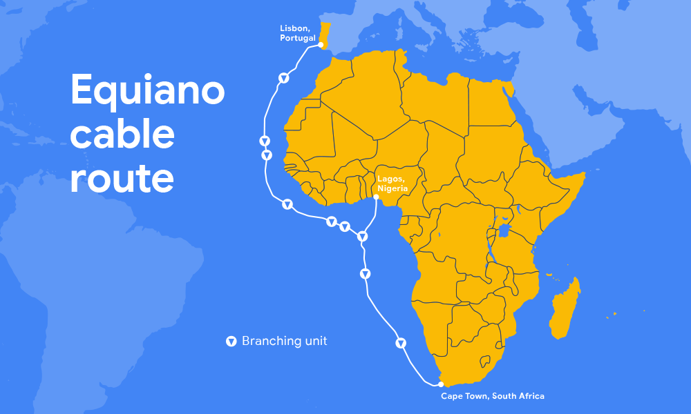 Cable EQUIANO de Portugal a Sudáfrica por Google