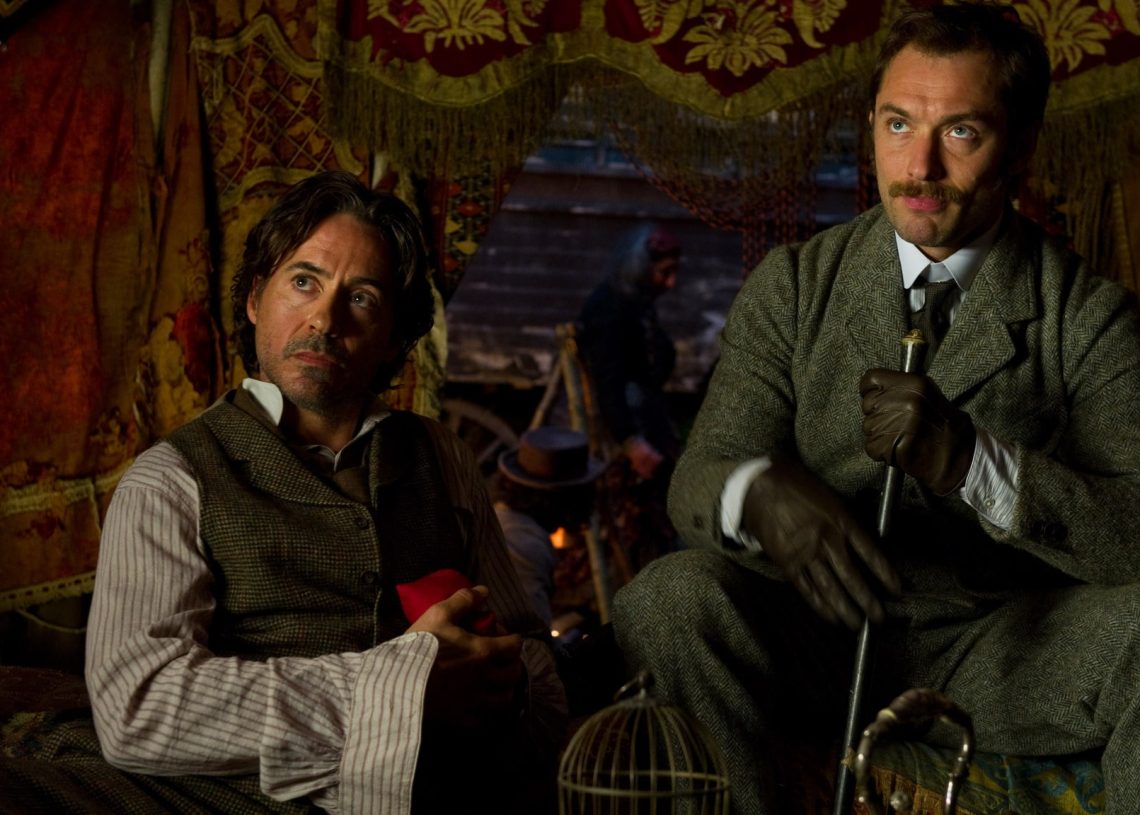 Robert Downey Jr. and Jude Law as Sherlock Holmes and Dr. John Watson, respectively.