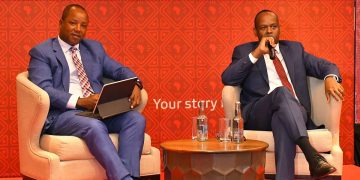 Absa Bank Kenya CFO Yusuf Omari and MD & CEO Abdi Mohamed during a media and investor briefing in Nairobi. Absa Bank Kenya reported a 29% growth in profit after tax to Kshs.10.7 billion for the half year ended 30 June 2024.