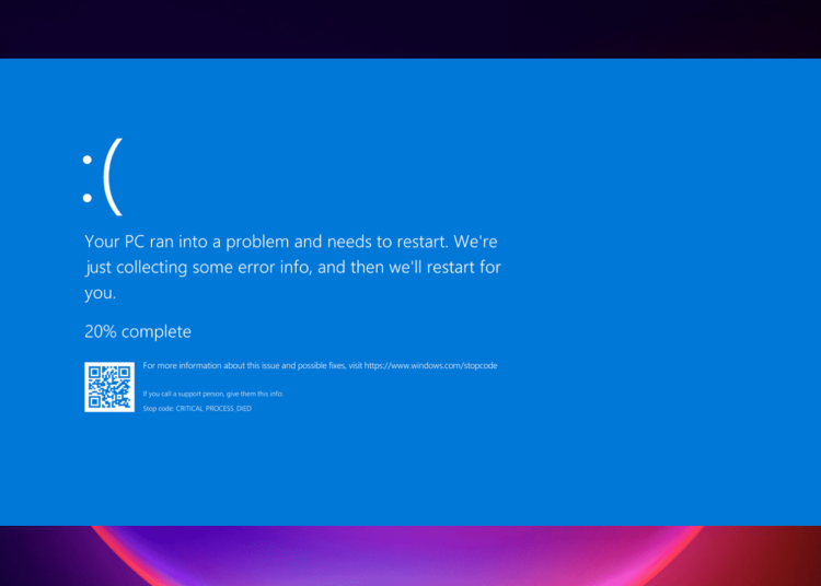 Blue screen of death