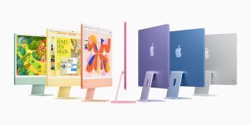 Image showing 6 new iMacs with M4 chips in different colours.