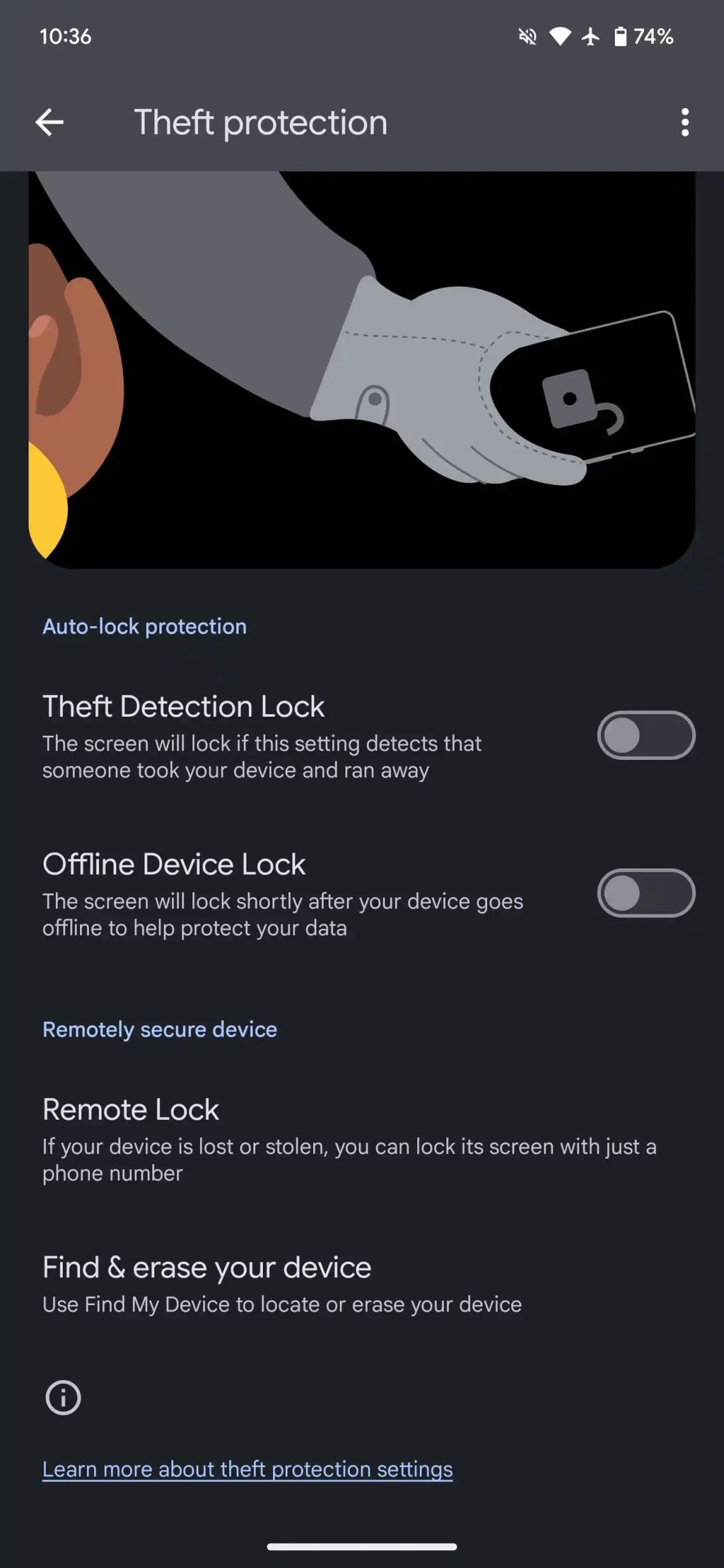 New theft Protection Features for android devices