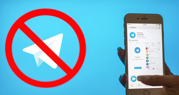 Image showing suspension of Telegram services in Kenya. Lady holding phone with Telegram app.