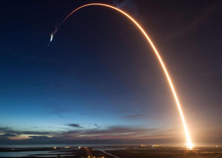 SpaceX Direct-to-Cell satellites on Falcon 9 rocket.