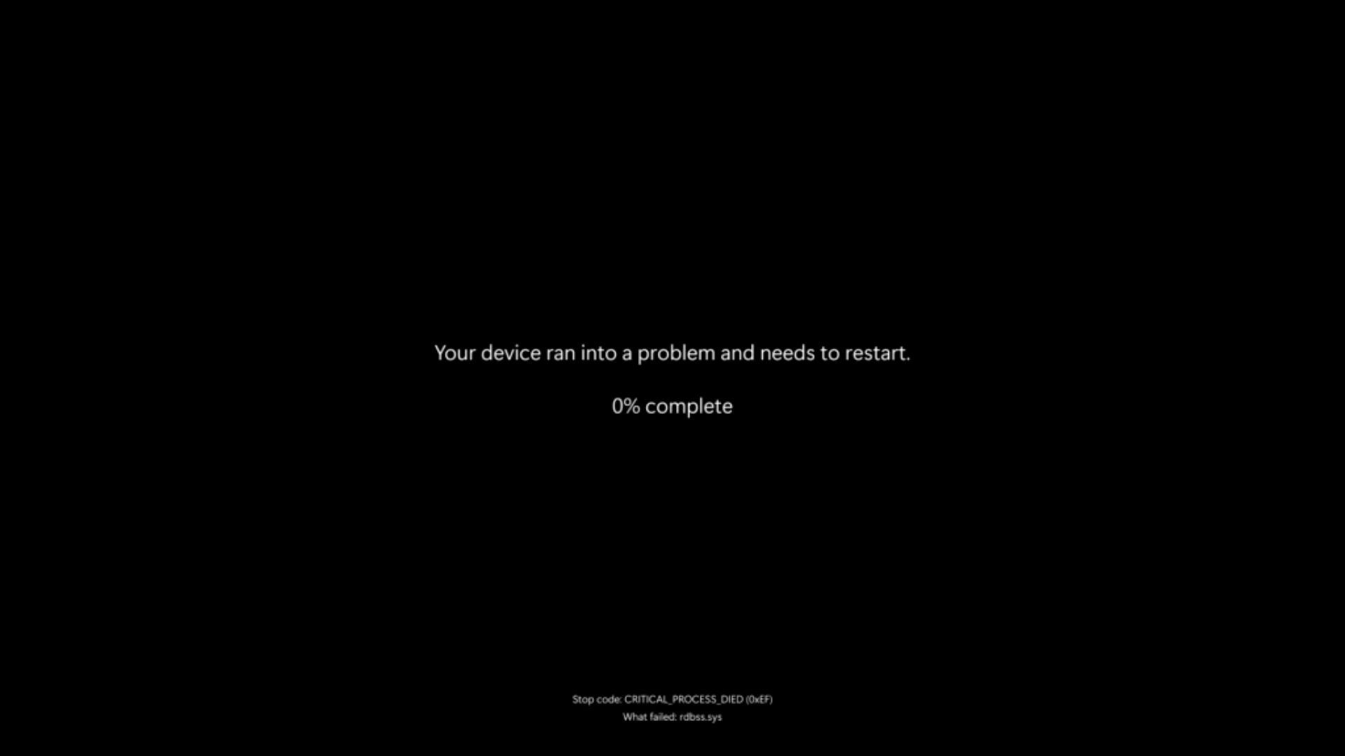 The new Windows 11 unexpected restart screen which replaces the Blue Screen of Death.
