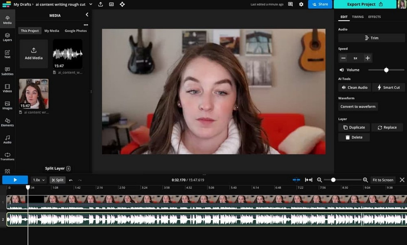 kapwing match audio to video