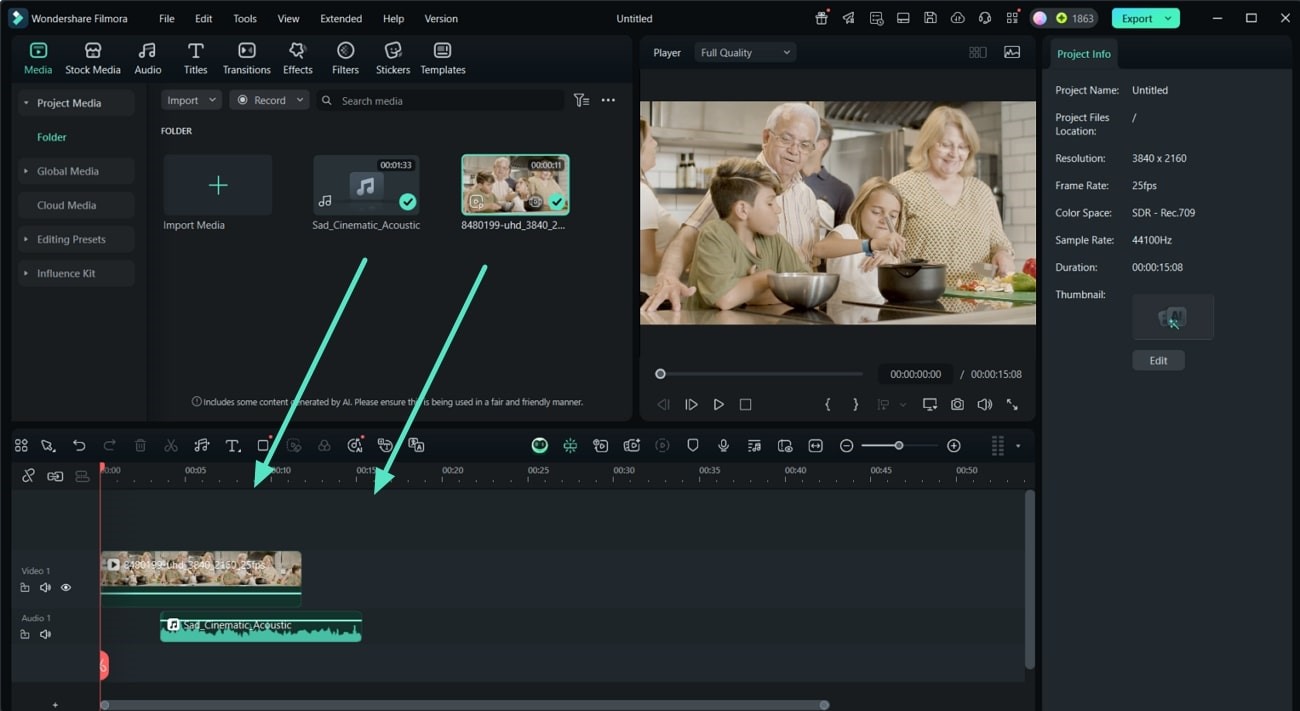 drag audio video to timeline