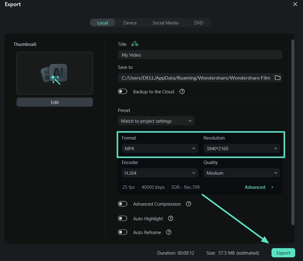 export sync audio and video