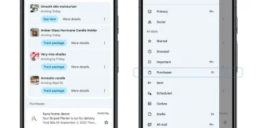gmail purchases tab