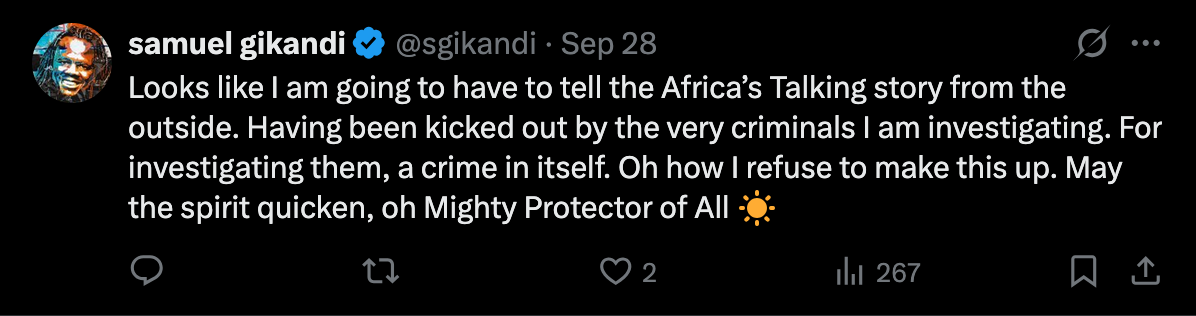 Samuel Gikandi's tweet