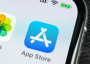 iPhone with the App Store app logo on the screen