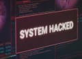 Image showing a hacked message on a computer screen