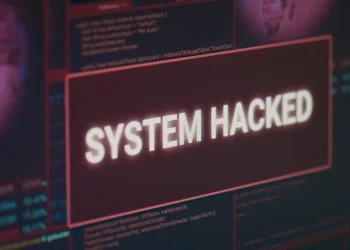 Image showing a hacked message on a computer screen
