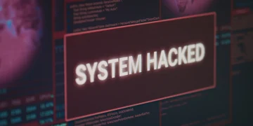 Image showing a hacked message on a computer screen