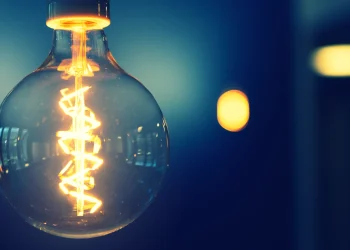 Close up shot of a lit bulb