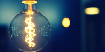 Close up shot of a lit bulb