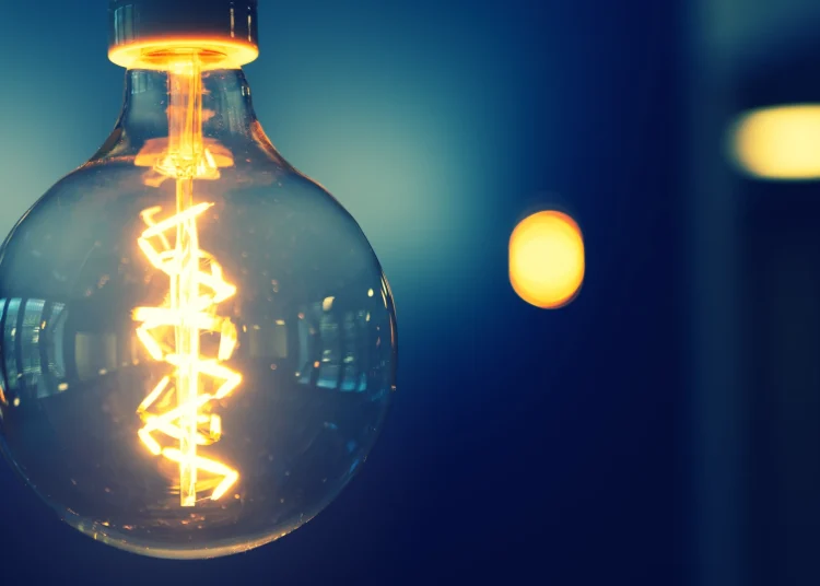 Close up shot of a lit bulb
