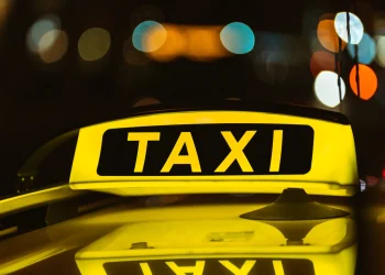 Cab with the taxi sign on top