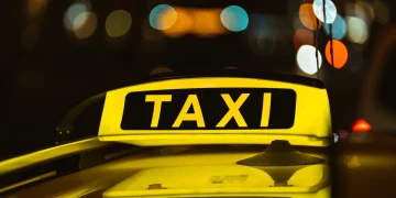 Cab with the taxi sign on top