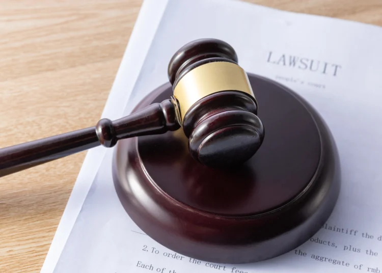 Closeup of gavel in courtroom