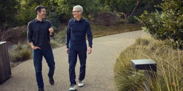 Tim Cook and John Ternus at Apple Park
