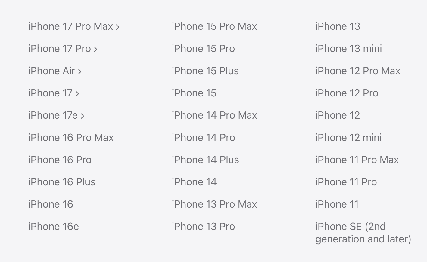 iOS 27 compatible devices